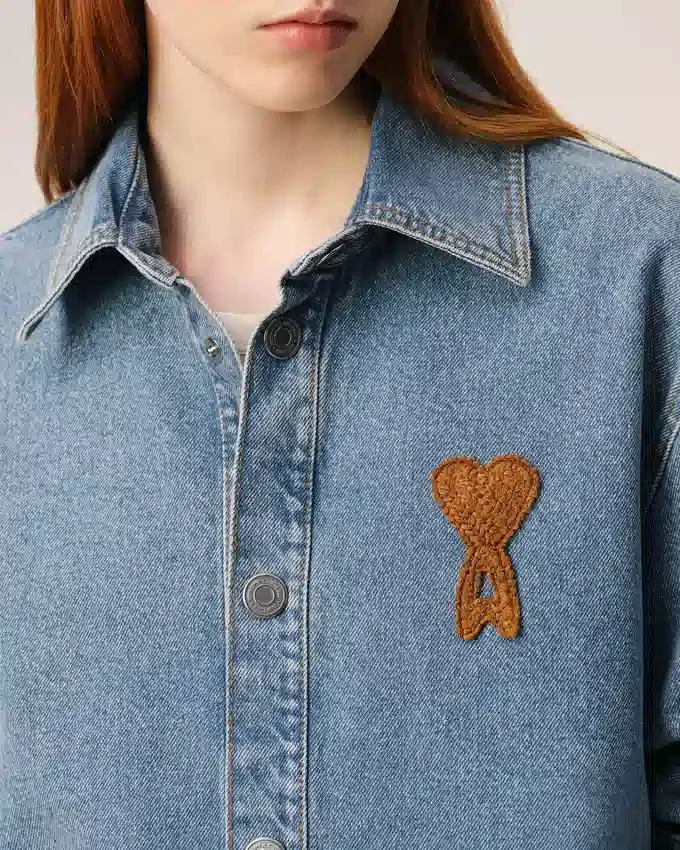 Blue Cotton Knitted Ami De Coeur Overshirt Blue Cotton Knitted Ami De Coeur Overshirt