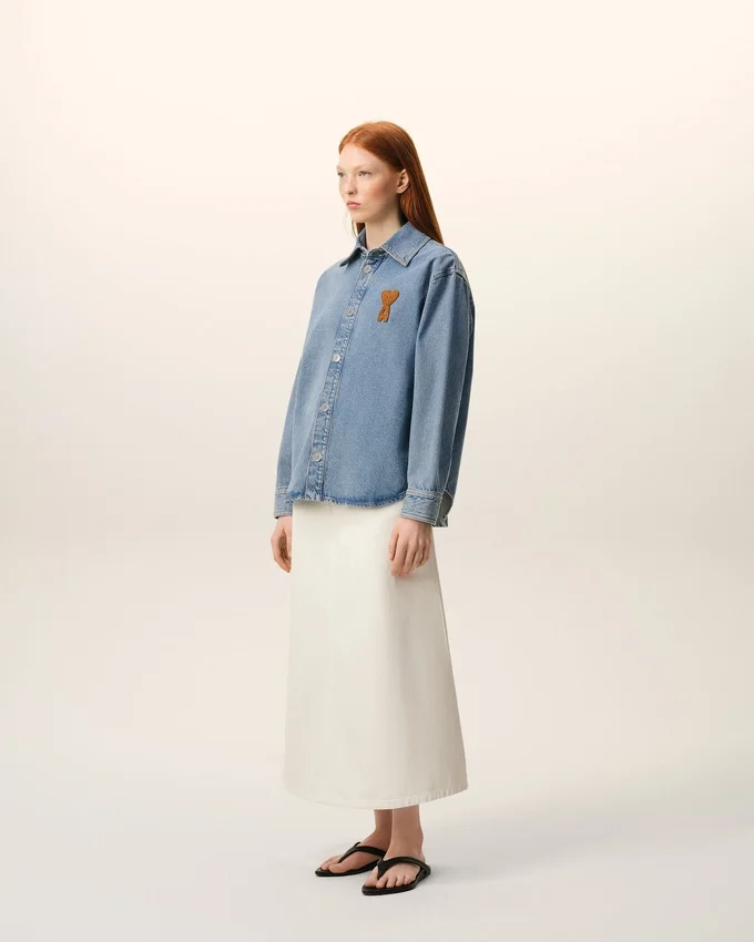 Blue Cotton Knitted Ami De Coeur Overshirt Blue Cotton Knitted Ami De Coeur Overshirt