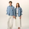 Blue Cotton Knitted Ami De Coeur Overshirt Blue Cotton Knitted Ami De Coeur Overshirt