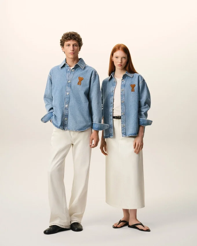 Blue Cotton Knitted Ami De Coeur Overshirt Blue Cotton Knitted Ami De Coeur Overshirt