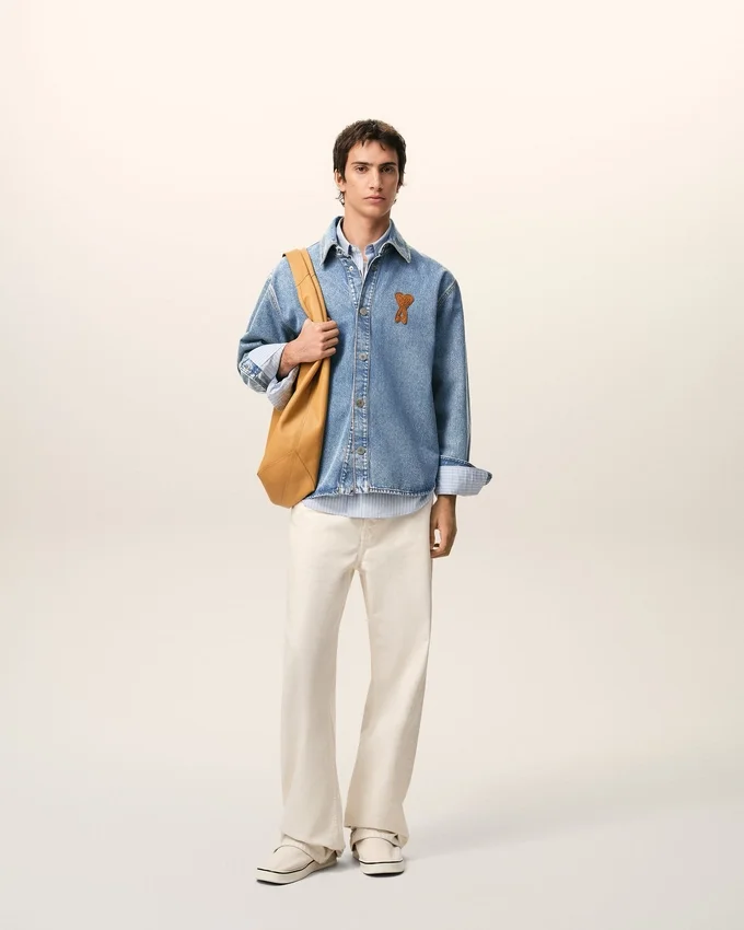 Blue Cotton Knitted Ami De Coeur Overshirt Blue Cotton Knitted Ami De Coeur Overshirt