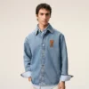 Blue Cotton Knitted Ami De Coeur Overshirt Blue Cotton Knitted Ami De Coeur Overshirt