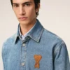 Blue Cotton Knitted Ami De Coeur Overshirt Blue Cotton Knitted Ami De Coeur Overshirt