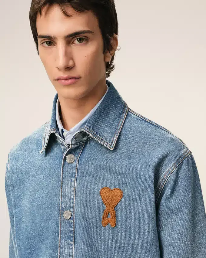 Blue Cotton Knitted Ami De Coeur Overshirt Blue Cotton Knitted Ami De Coeur Overshirt