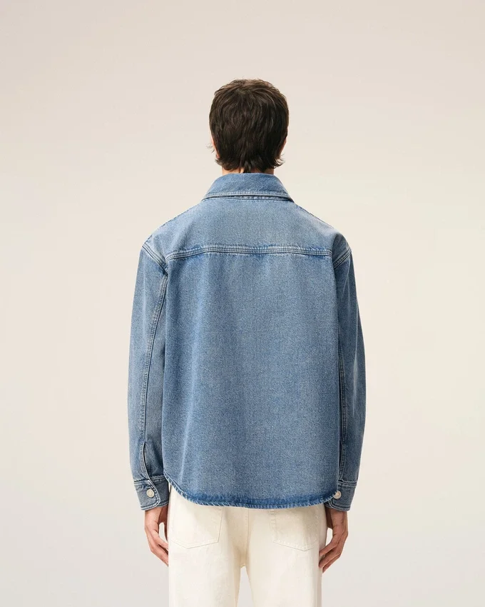 Blue Cotton Knitted Ami De Coeur Overshirt Blue Cotton Knitted Ami De Coeur Overshirt