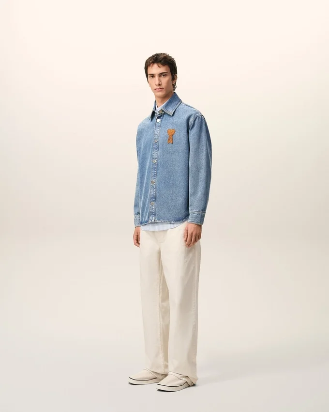 Blue Cotton Knitted Ami De Coeur Overshirt Blue Cotton Knitted Ami De Coeur Overshirt