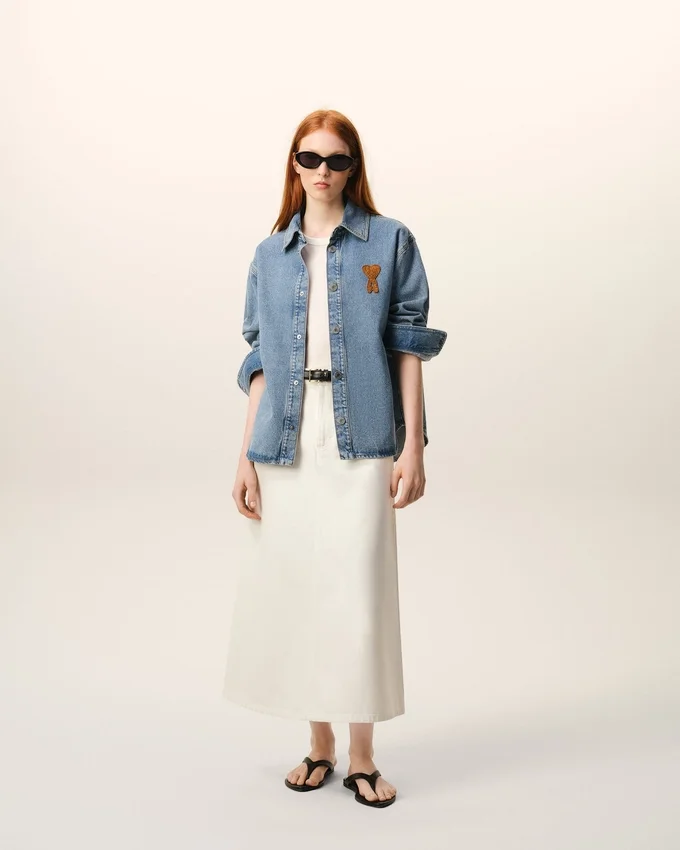 Blue Cotton Knitted Ami De Coeur Overshirt Blue Cotton Knitted Ami De Coeur Overshirt