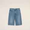 Blue Cotton Large Fit Bermuda Shorts Blue Cotton Large Fit Bermuda Shorts