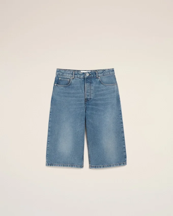 Blue Cotton Large Fit Bermuda Shorts Blue Cotton Large Fit Bermuda Shorts