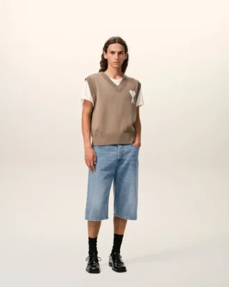Blue Cotton Large Fit Bermuda Shorts