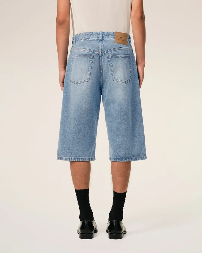 Blue Cotton Large Fit Bermuda Shorts Blue Cotton Large Fit Bermuda Shorts