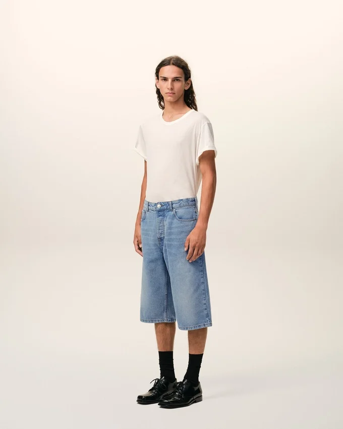 Blue Cotton Large Fit Bermuda Shorts Blue Cotton Large Fit Bermuda Shorts