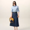 Blue Cotton Long Skirt Blue Cotton Long Skirt