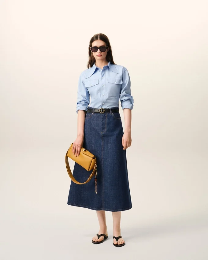 Blue Cotton Long Skirt Blue Cotton Long Skirt