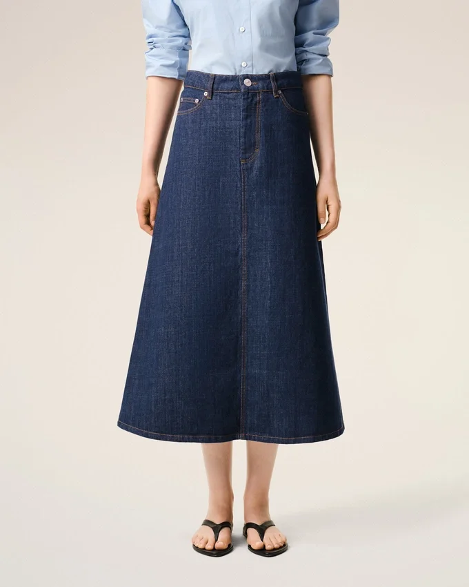 Blue Cotton Long Skirt Blue Cotton Long Skirt