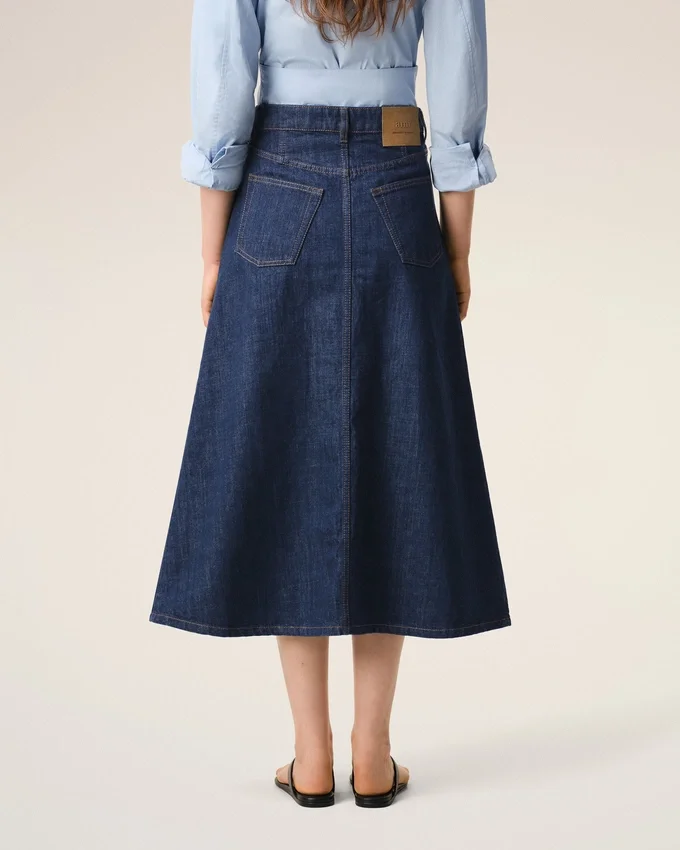 Blue Cotton Long Skirt Blue Cotton Long Skirt