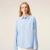 Blue Cotton Long Sleeve Ami De Coeur Boxy Shirt