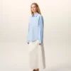Blue Cotton Long Sleeve Ami De Coeur Boxy Shirt