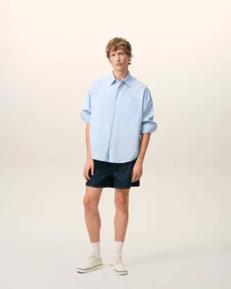 Blue Cotton Long Sleeve Ami De Coeur Boxy Shirt