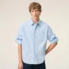 Blue Cotton Long Sleeve Ami De Coeur Boxy Shirt