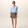 Blue Cotton Long Sleeve Ruffled Adjusted Shirt Blue Cotton Long Sleeve Ruffled Adjusted Shirt