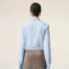 Blue Cotton Long Sleeve Ruffled Adjusted Shirt Blue Cotton Long Sleeve Ruffled Adjusted Shirt
