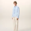 Blue Cotton Long Sleeve Ruffled Adjusted Shirt Blue Cotton Long Sleeve Ruffled Adjusted Shirt