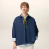 Blue Cotton Long Sleeves Ami De Coeur Polo Blue Cotton Long Sleeves Ami De Coeur Polo