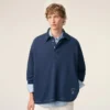 Blue Cotton Long Sleeves Ami De Coeur Polo Blue Cotton Long Sleeves Ami De Coeur Polo