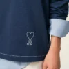 Blue Cotton Long Sleeves Ami De Coeur Polo Blue Cotton Long Sleeves Ami De Coeur Polo