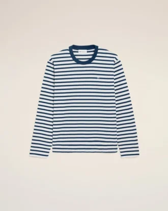 Blue Cotton Long Sleeves Mariniere Ami De Coeur T-Shirt