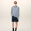 Blue Cotton Long Sleeves Mariniere Ami De Coeur T-Shirt Blue Cotton Long Sleeves Mariniere Ami De Coeur T-Shirt