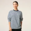 Blue Cotton Long Sleeves Mariniere Ami De Coeur T-Shirt Blue Cotton Long Sleeves Mariniere Ami De Coeur T-Shirt