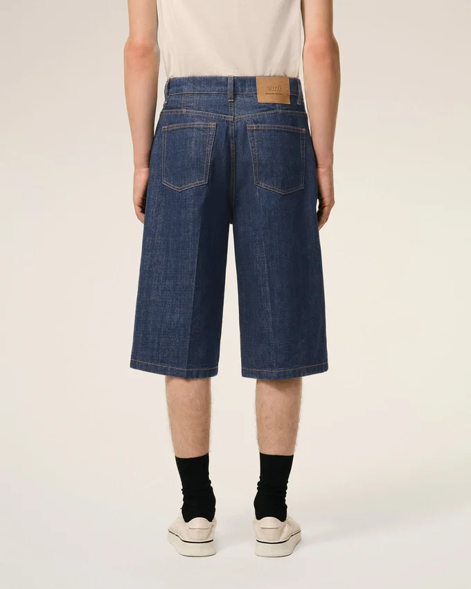 Blue Cotton Loose Bermuda Shorts Blue Cotton Loose Bermuda Shorts