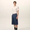 Blue Cotton Loose Bermuda Shorts Blue Cotton Loose Bermuda Shorts