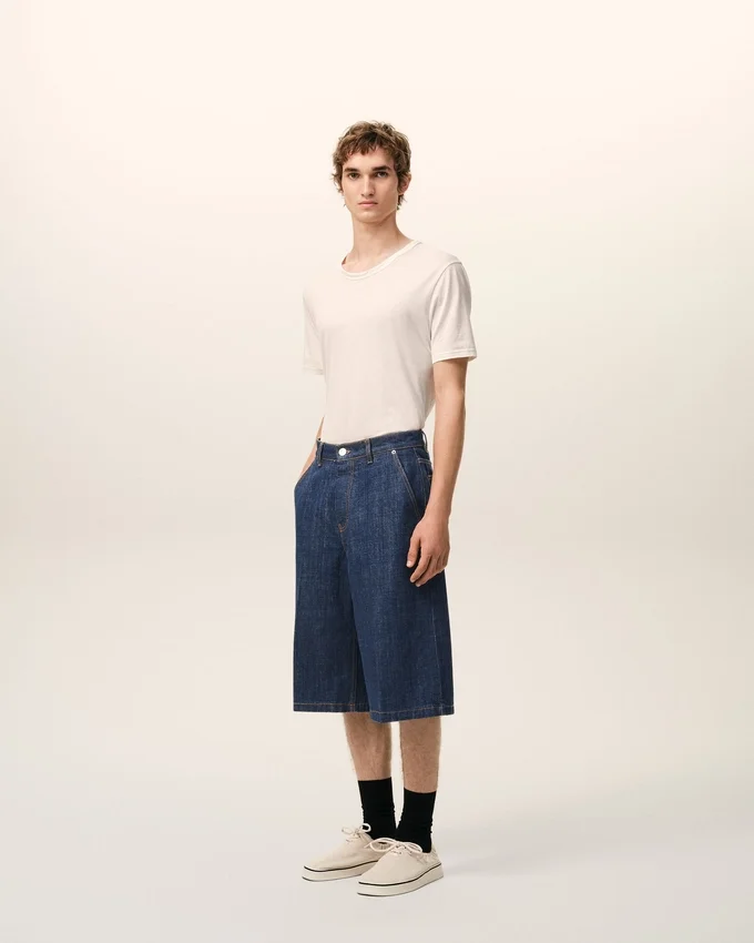 Blue Cotton Loose Bermuda Shorts Blue Cotton Loose Bermuda Shorts
