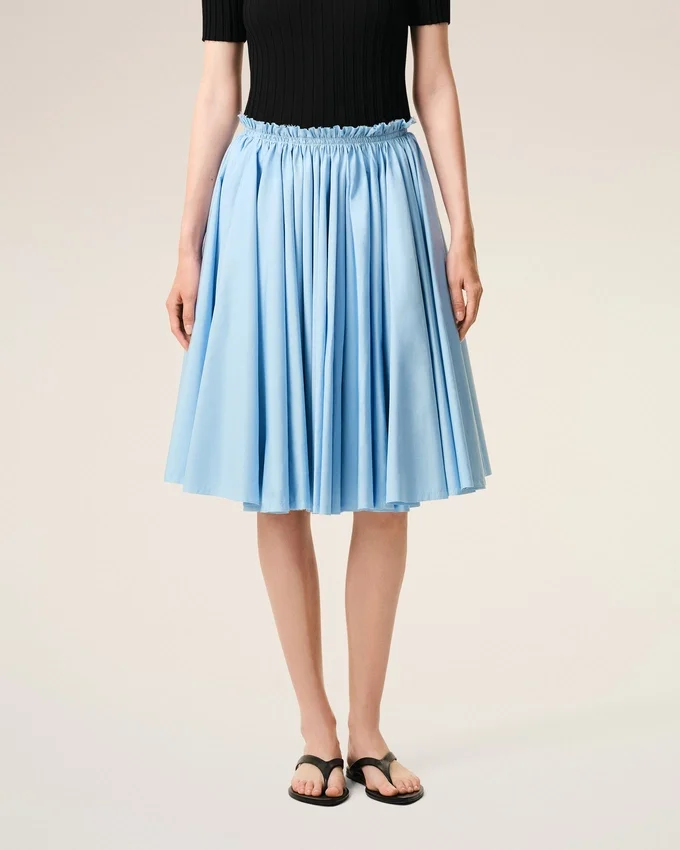 Blue Cotton Midi Corolla Skirt Blue Cotton Midi Corolla Skirt