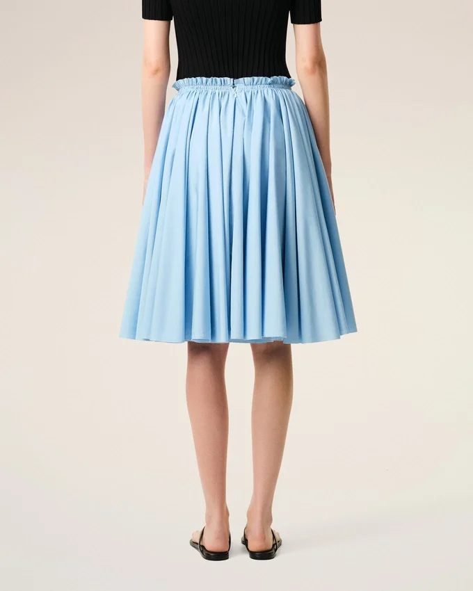 Blue Cotton Midi Corolla Skirt Blue Cotton Midi Corolla Skirt