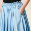 Blue Cotton Midi Corolla Skirt Blue Cotton Midi Corolla Skirt