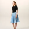 Blue Cotton Midi Corolla Skirt Blue Cotton Midi Corolla Skirt