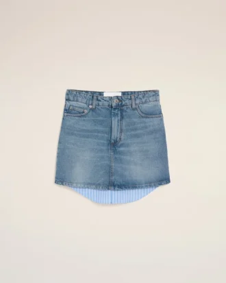 Blue Cotton Mini Skirt