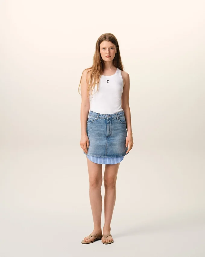 Blue Cotton Mini Skirt Blue Cotton Mini Skirt