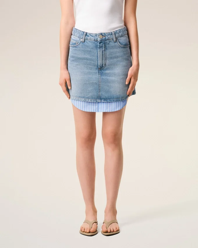 Blue Cotton Mini Skirt Blue Cotton Mini Skirt