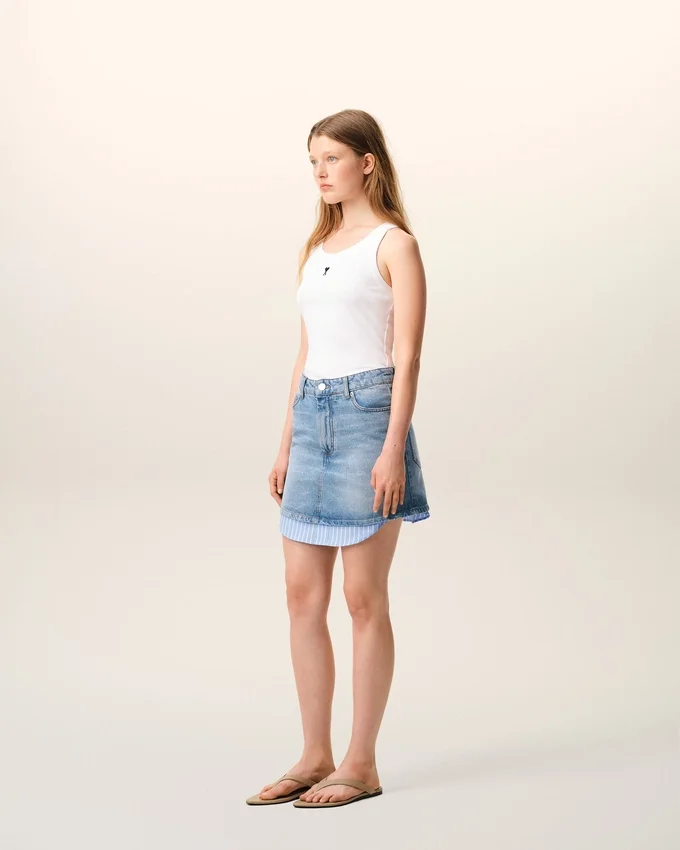 Blue Cotton Mini Skirt Blue Cotton Mini Skirt