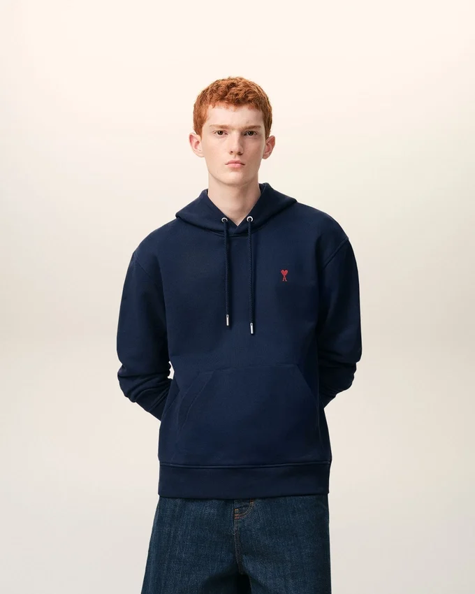 Blue Cotton Red Ami De Coeur Hoodie Blue Cotton Red Ami De Coeur Hoodie