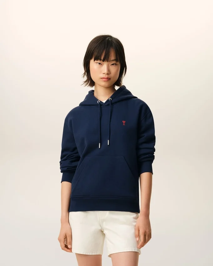 Blue Cotton Red Ami De Coeur Hoodie Blue Cotton Red Ami De Coeur Hoodie