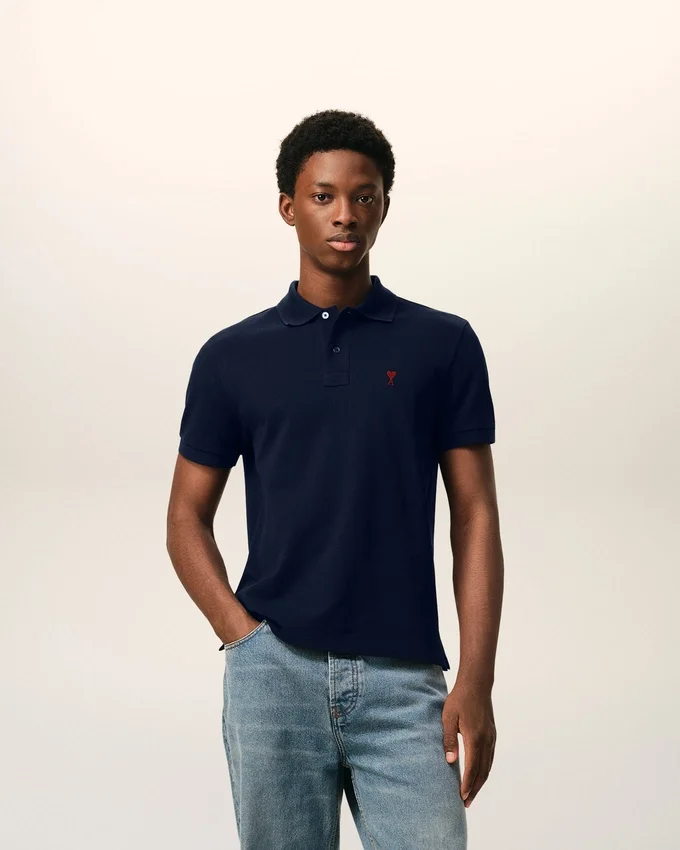 Blue Cotton Red Ami De Coeur Polo Shirt Blue Cotton Red Ami De Coeur Polo Shirt