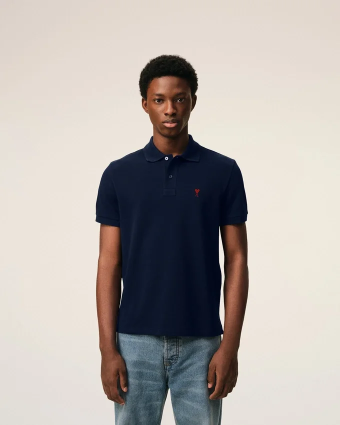 Blue Cotton Red Ami De Coeur Polo Shirt Blue Cotton Red Ami De Coeur Polo Shirt