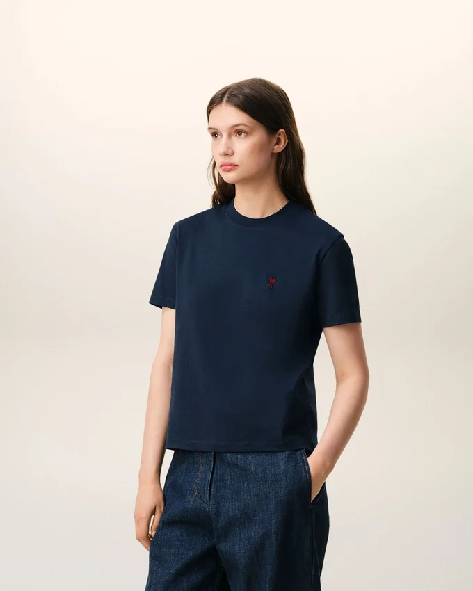 Blue Cotton Red Ami De Coeur Tshirt Blue Cotton Red Ami De Coeur Tshirt