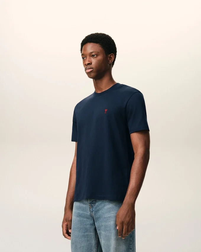 Blue Cotton Red Ami De Coeur Tshirt Blue Cotton Red Ami De Coeur Tshirt